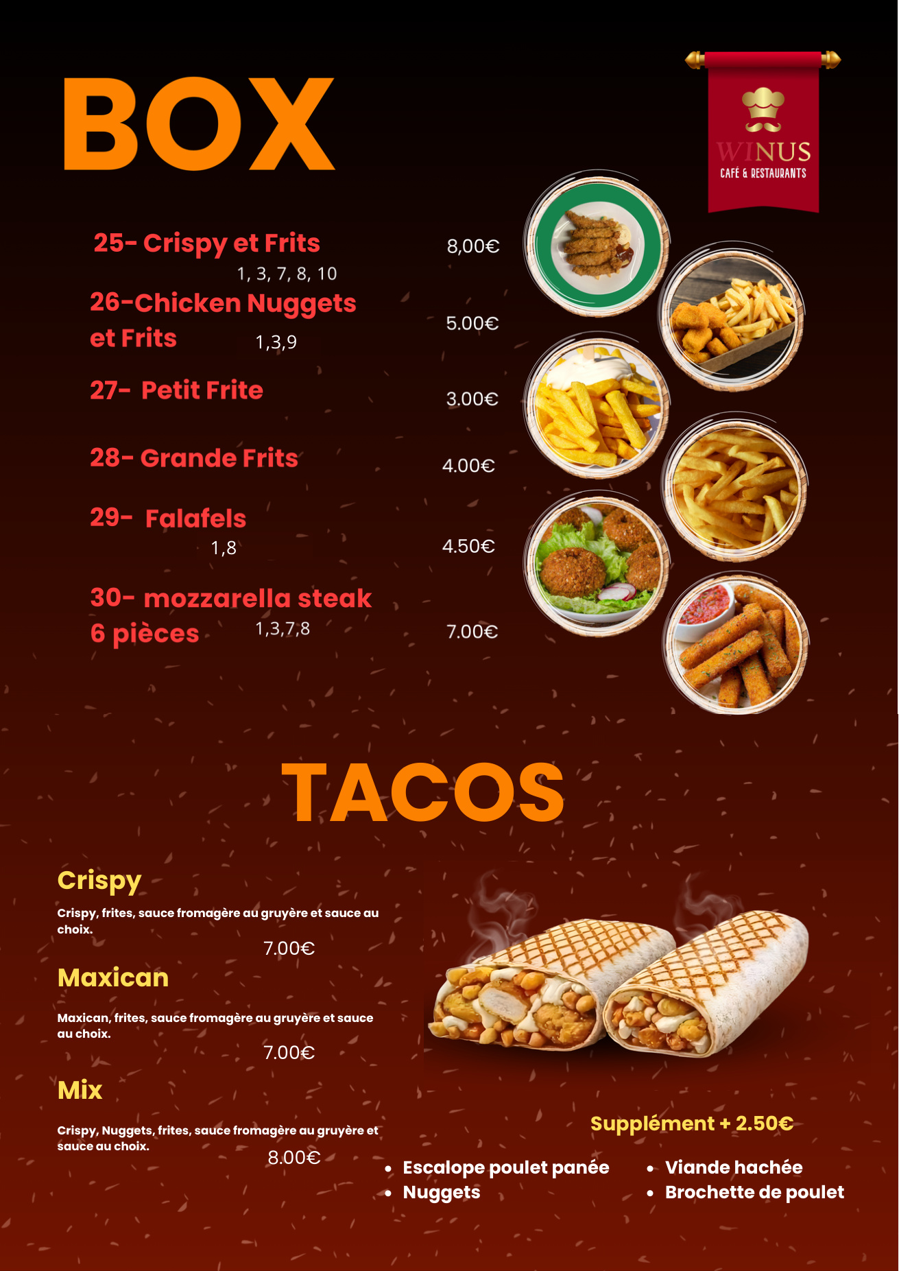 Carte originale Box et Tacos