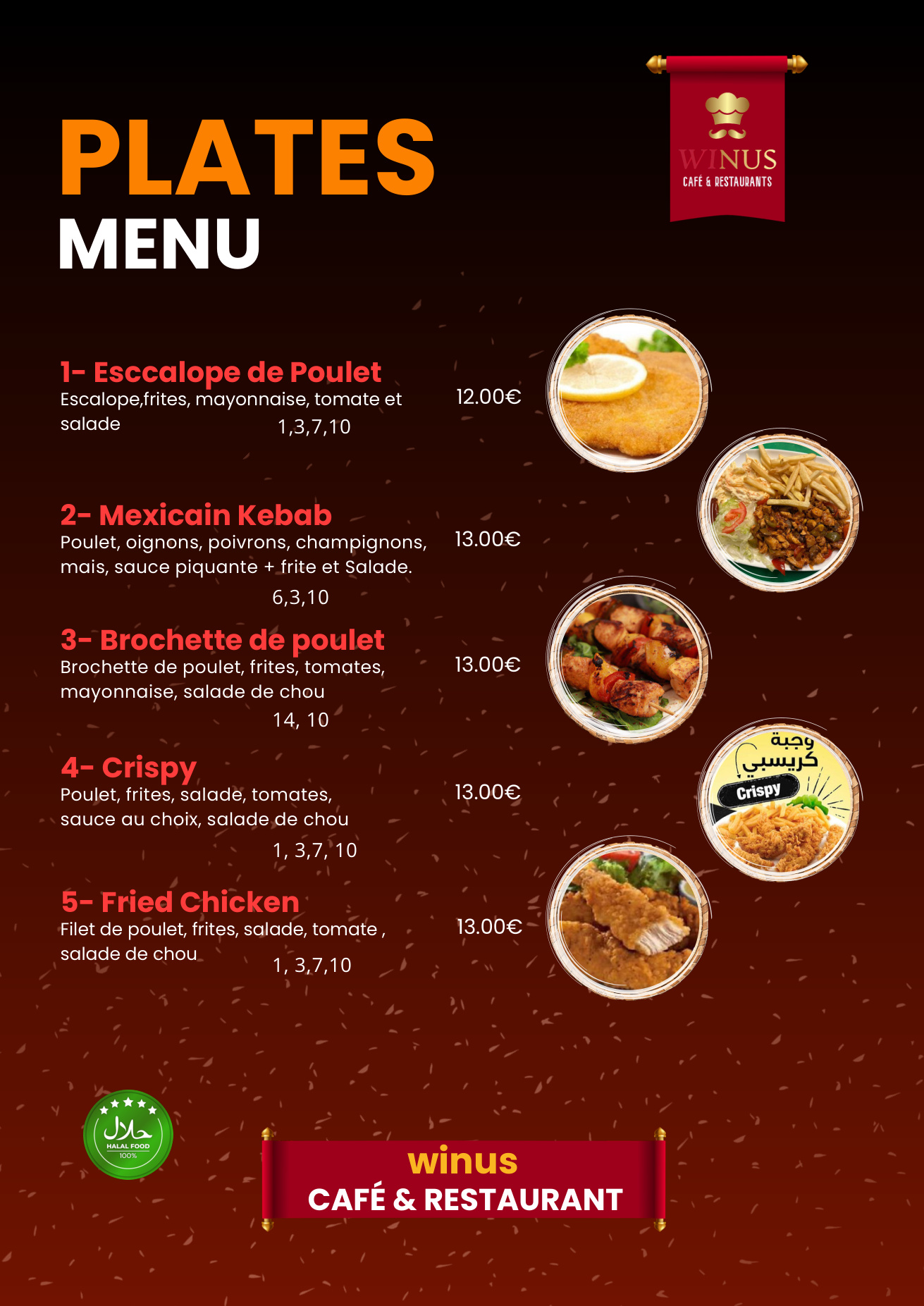 Carte originale Plats